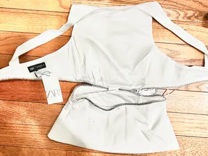 ZARA NWT viral TIK TOK White Jeweled Rhinestone Embellished Cutout Top XL thumbnail 17