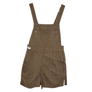 NWT WEWOREWHAT Denim Shortalls‎ in Brown Pinstripe, XXS. ($99) thumbnail 3