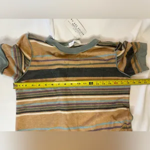 Spirit Ces Femme Soft And Comfy Earth, Tone, Striped Short Sleeve Top Nwt thumbnail 3