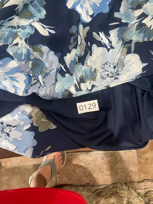 R & M Richards Navy Floral A-Line Dress with Blue Blooms thumbnail 3
