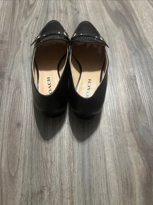 Coach Isabel Black Leather Loafers Pointed Toe Slip On Flats. thumbnail 4