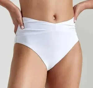 CALIA High Waisted Shirred V Front Swim Bottoms White XL NEW thumbnail 1