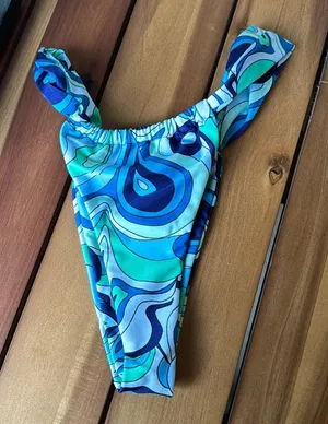 KAMARI SWIM PRINTED BIKINI BOTTOM Blue thumbnail 1