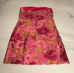 My Lulus Store Pink Floral Strapless dress thumbnail 4