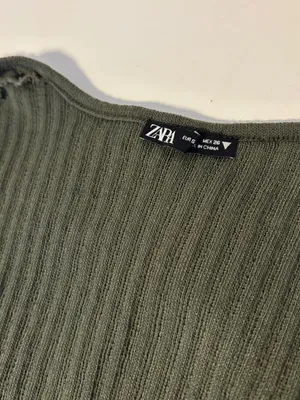Zara Sleeveless Ribbed Tie Front Knit Top Shirt Dark Green Womens Size Small thumbnail 6