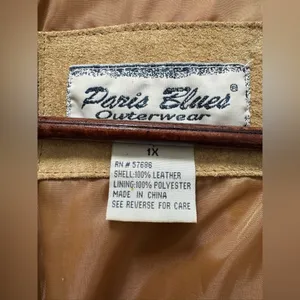 Paris Blues Vintage Suede Tan Two Tone Overcoat Jacket XL thumbnail 2
