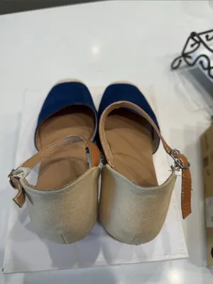 Dream Paris Navy and Cream Canvas Espadrille Wedges thumbnail 3