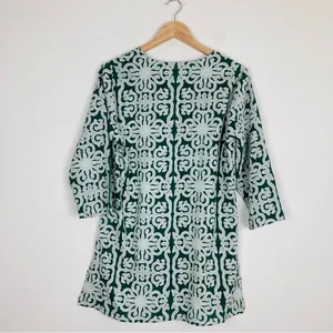 Roller Rabbit Appricus Kurta top or mini dress. Green with white appliqué. Med thumbnail 8