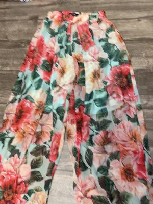 Brick Built S/M Floral Wide Leg Tie Hem Pants Lined Resort Vacation thumbnail 6