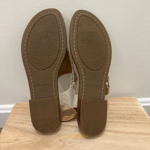 Sperry Abbey‎ Sparkle Platinum Leather Buckle Sandals 8 thumbnail 7