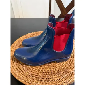 Lauren Ralph Lauren Tally Navy Blue Red Chelsea Rain Boots Womens 9 thumbnail 3