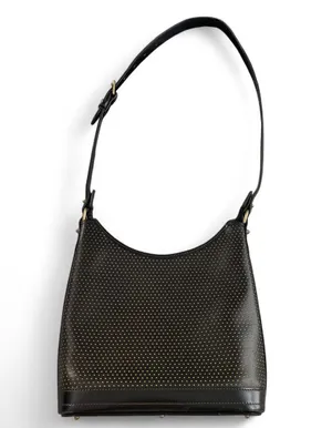 Dooney & Bourke Cabrio Cabriolet Black Perforated Leather Bag Vintage Made USA thumbnail 2