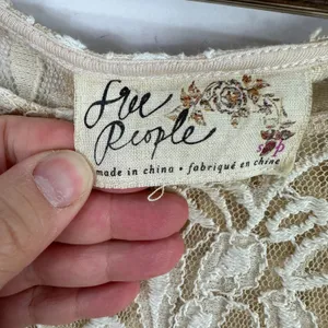 Free People Lace Dress Small Ivory Sheer Boho Cottagecore Fairy Romantic Vintage thumbnail 2