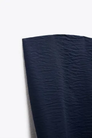 Zara strapless tube flowy navy blue summer vacation casual dress thumbnail 4