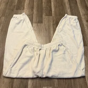 American Eagle Cream Fleece Jogger Sweatpants thumbnail 2