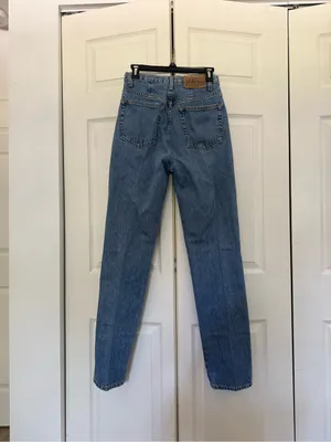 Vintage Express Women's Blue Jeans Straight Skinny High Waisted Size 7/8 Long thumbnail 9