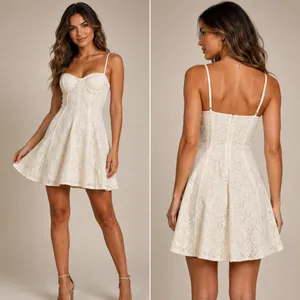 1551 | NWT Lulus White Floral Lace Corset Mini Dress‎ Women Medium Bridal Summer thumbnail 2