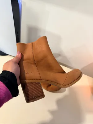 TOMS Tan Leather Block Heel Ankle Boot thumbnail 5