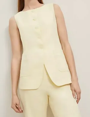 Ann Taylor Butter Yellow Linen Vest thumbnail 1