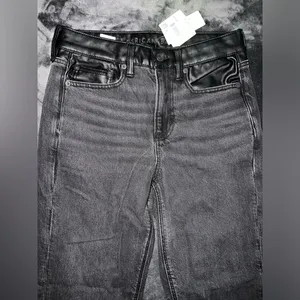American Eagle Vegan Leather Ankle Straight Jean Size 4 Short New with tags thumbnail 13