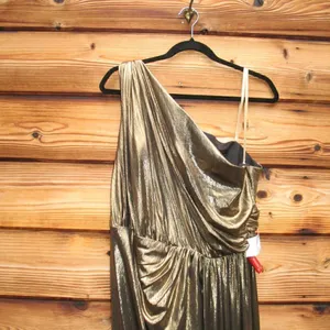 Mac Duggal 26537 Womens Draped One Shoulder Grecian Metallic Gown Dress thumbnail 14