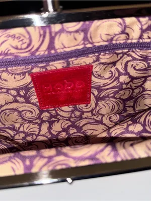 Vtg Hobo The Original Leather Lauren Double Frame Clutch Wallet Kiss Lock. thumbnail 5