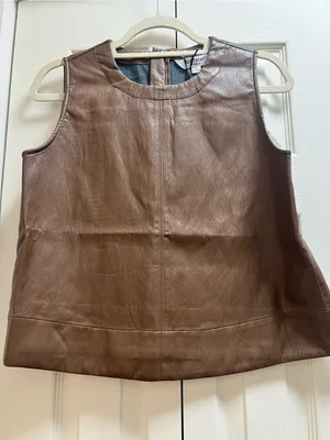 Velvet Heart Brown Leather-Look Sleeveless top thumbnail 2