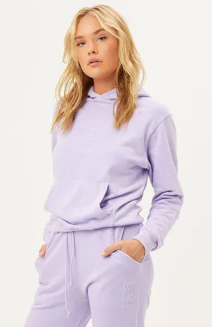 M Frankies Bikinis Aiden Hoodie Sweatshirt pastel purple Lilac Pullover Hooded thumbnail 1