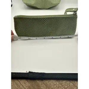 Green Snakeskin Embossed Cosmetic Bag Set Faux Leather Makeup Pouches 2 Piece thumbnail 3
