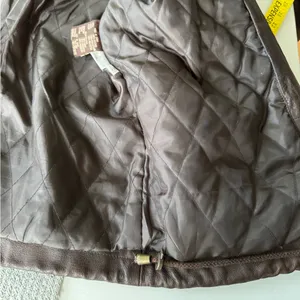 Vintage GIII Brown Genuine Leather Jacket Hooded Anorak Trench Coat Sz Small thumbnail 11