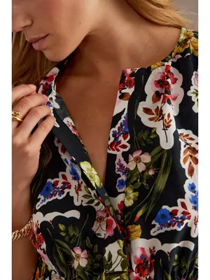 NWT Anthropologie Somerset Maxi in Black Bright Floral Cotton Dress XL thumbnail 5