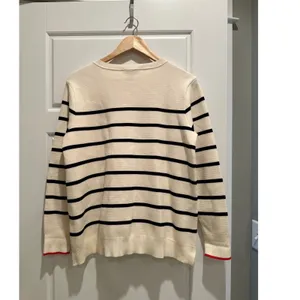 Joules Portlow Striped‎ Cotton Sweater Cream Navy Button Shoulder US 10 Nautical thumbnail 2