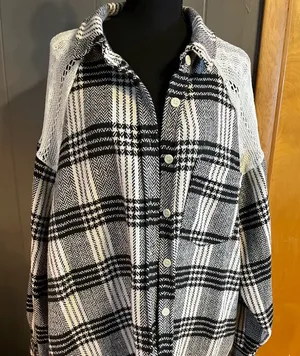 WHITE BIRCH Black and White oversized shacket. NWOT size‎ 1X thumbnail 1