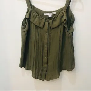 Olive green Hyfve Boutique Boho top sz Med thumbnail 6