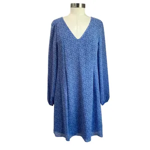INC Blue Polka Dot Dress Long Sleeve Retro Vintage Inspired Size‎ M thumbnail 2