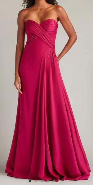 NEW Tadashi Shoji Cassera Strapless New Fuchsia Pink Draped Strapless Gown Sz 2 thumbnail 1
