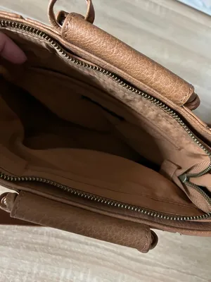 Anthropologie Tan faux Leather Woven-Accent Satchel with Strap thumbnail 3
