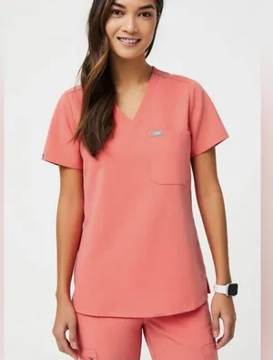 LIMITED EDITION Figs Hot Coral Catarina Scrub Top thumbnail 5