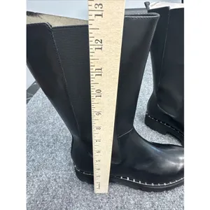 Steve Madden Black Leather Knee Boots Women’s 9 EU 40 Lug Sole Studded BNIB thumbnail 10
