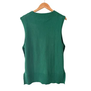 Green Knit Sweater Vest Medium Oversized V Neck Sleeveless Preppy Layering thumbnail 2