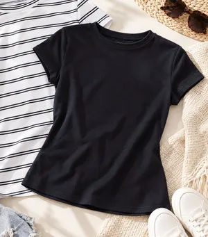 Free Assembly Womens 2-Pack Cap Sleeve Ribbed Tees Navy White Striped Med 8-10 thumbnail 1