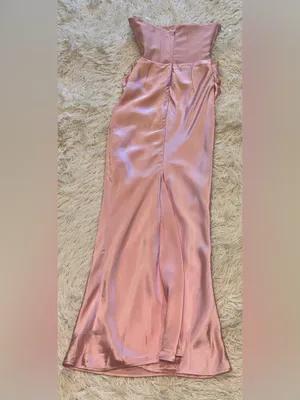 NEW HOUSE OF CB Persephone Strapless Corset Satin & Stretch Crepe pink Gown XS thumbnail 6