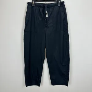 Madewell Pull-On Barrel-Leg Utility Pants in Poplin Cotton Black Wide Leg M NWT thumbnail 6