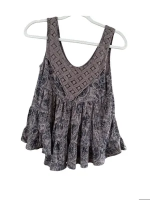 Free People Taupe Lace-Trim Printed Camisole thumbnail 2