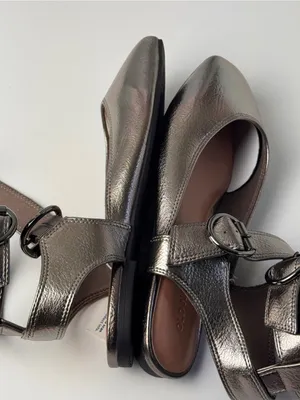 Old Navy Metallic Mary Jane Ankle Wrap StrapLow Heel Ballet Flats Size 7 thumbnail 5