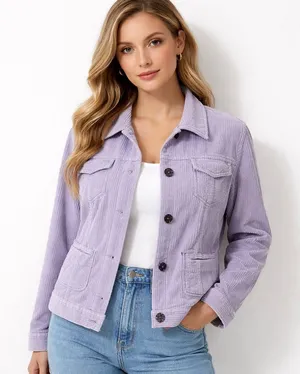 J. Jill lavender corduroy jacket coat buttons cotton medium business casual thumbnail 1