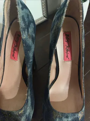 Betsey Johnson Sophiaa Blue Platform Heels with Gold Size 7 thumbnail 8