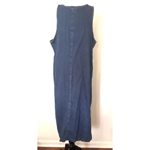 Expression Vintage Blue Denim Sleeveless Button Front Midi Dress Prairie Boho thumbnail 2