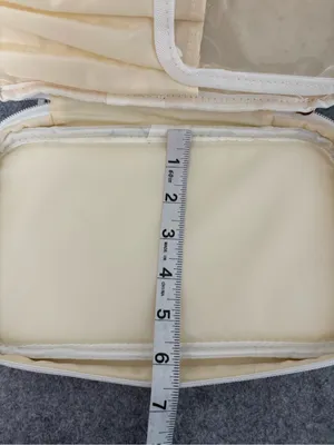 C Cream Leatherette Wristlet Cosmetic Pouch with Gold C Accent thumbnail 9