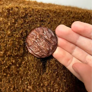 Vintage Lowenstein's Memphis Wool Boucle Mink Fur‎ Collar Coat Brown ILGWU Tag thumbnail 4